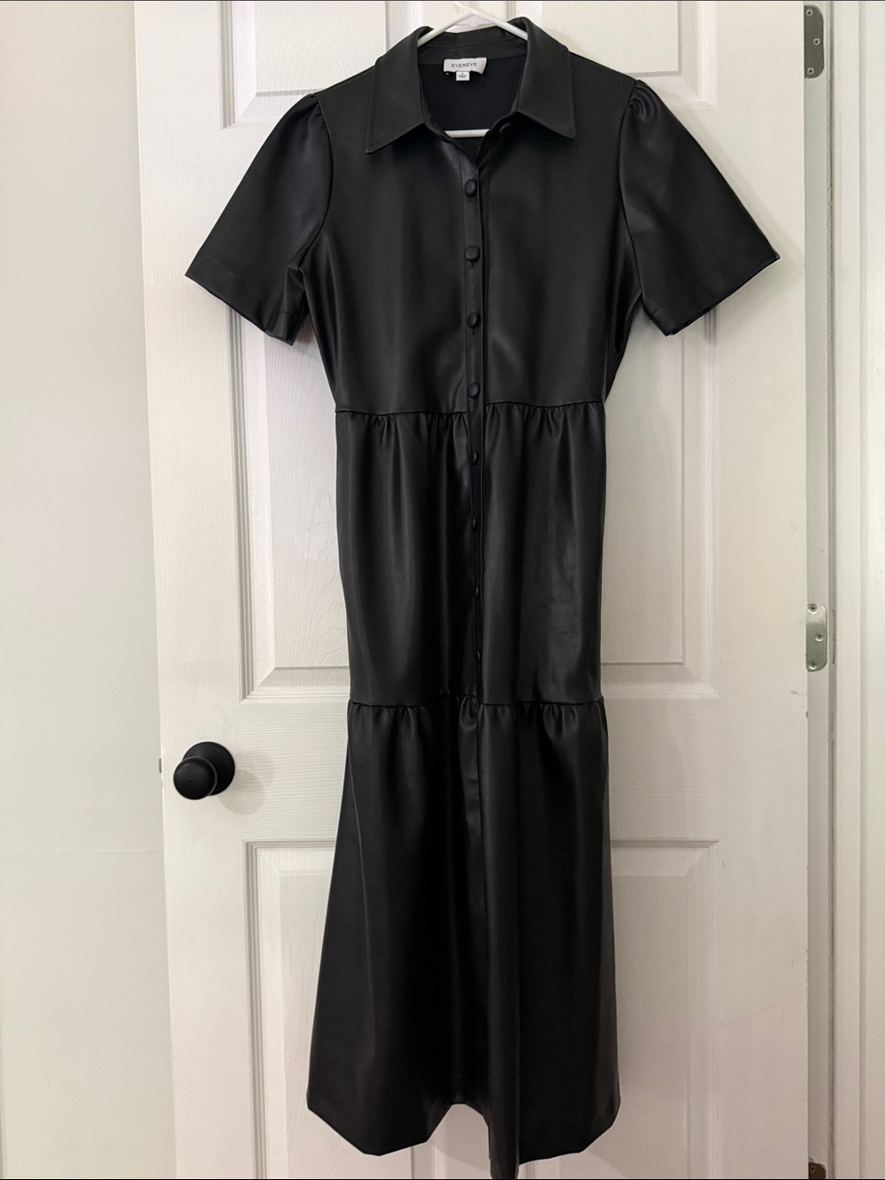 Evereve Black Faux Leather Button-Front Maxi Dress